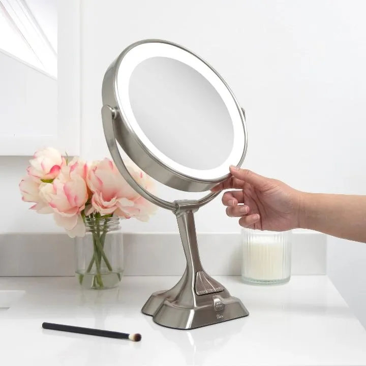 Lighted Makeup Mirror with Magnification & Smart Dim