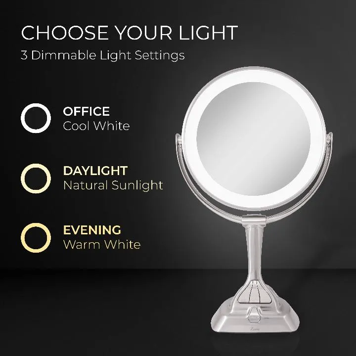 Lighted Makeup Mirror with Magnification & Smart Dim