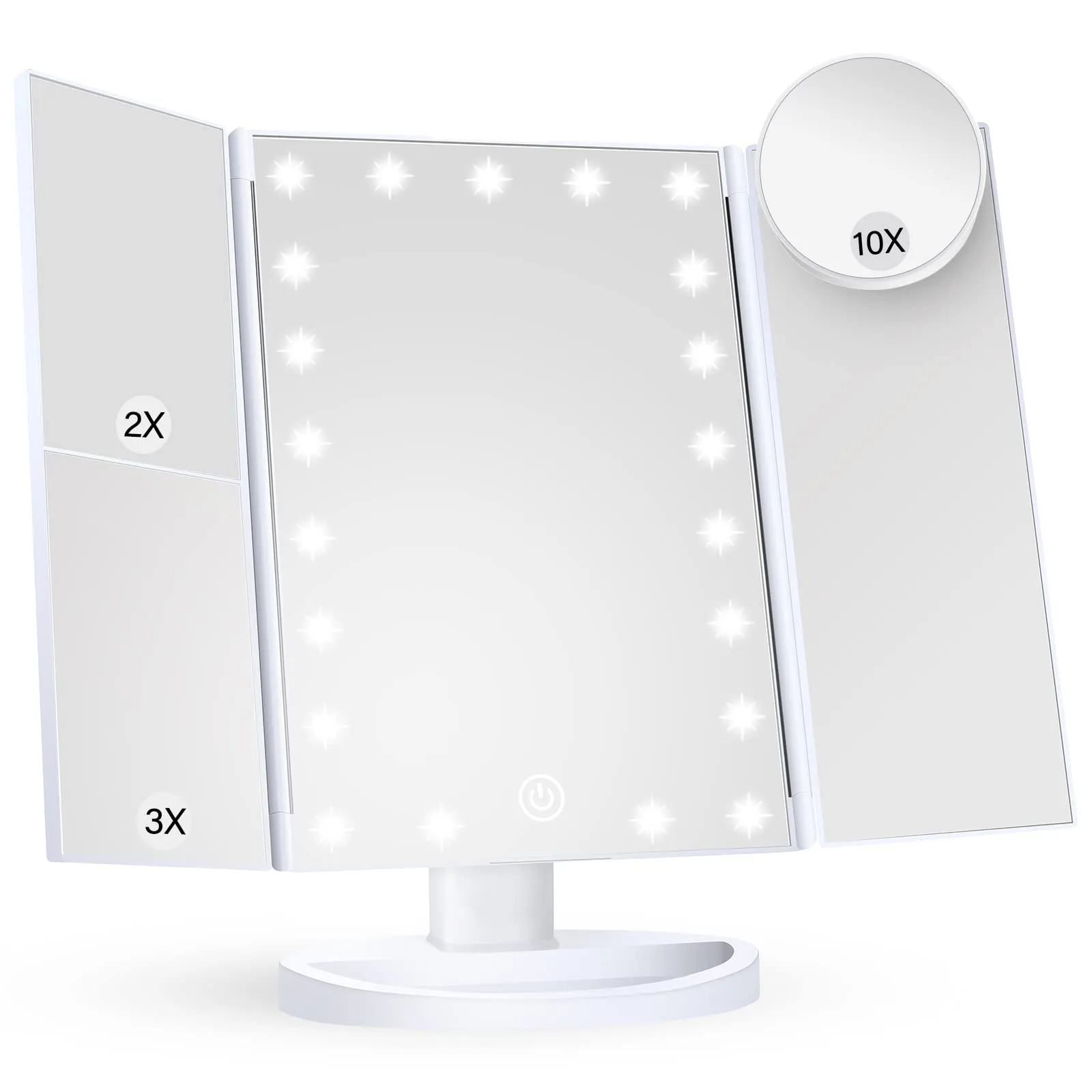 Lighted Trifold Makeup Mirror with Magnification