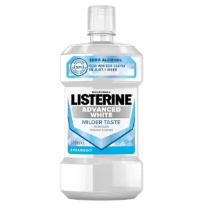 Listerine Advanced White Mouthwash With Zero Alcohol, Milder Taste, Spearmint Flavor, 500ml