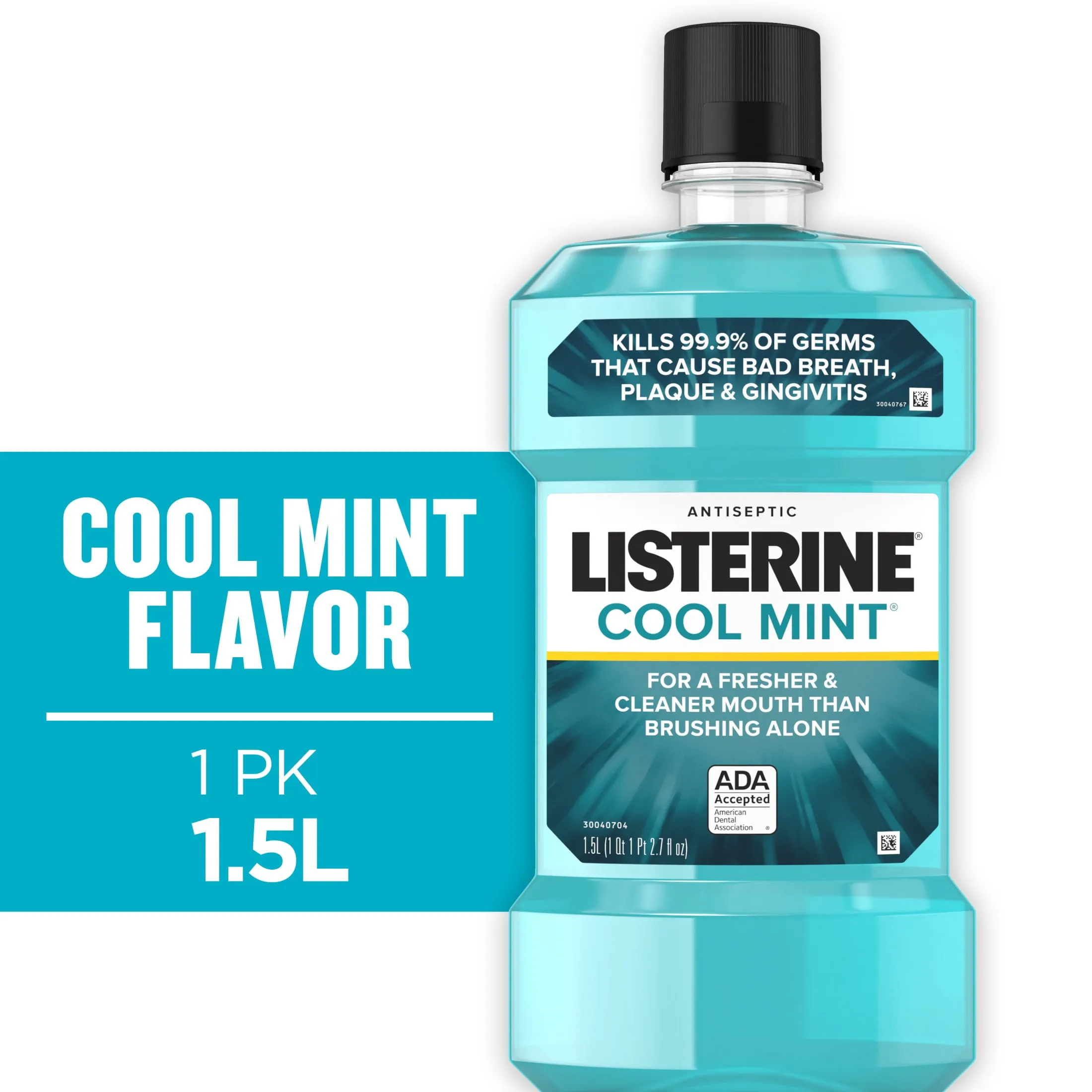 Listerine Cool Mint Mouthwash, Bad Breath & Plaque, 1.5 L
