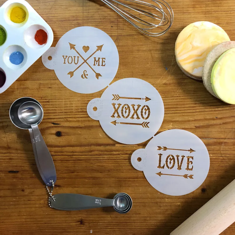 LOVE and Arrows Round Cookie Stencil Set by Designer Stencils