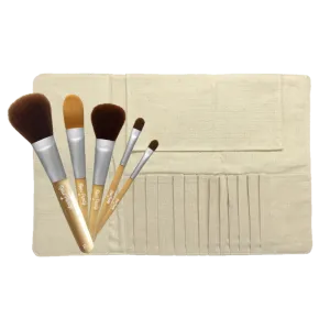 Makeup Brush Kit (Roll-up Bag and 5 Brushes)
