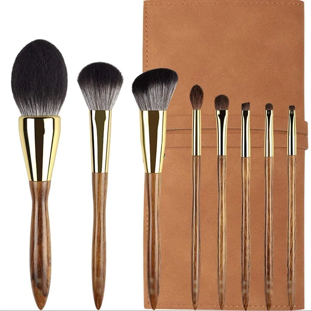 Makeup Brush, Portable 8pce Face Brushes Cosmetics Foundation Powder Concealers Blending Eye Shadows Professional Make Brushes Kit with Pu Leather Storage Bag
