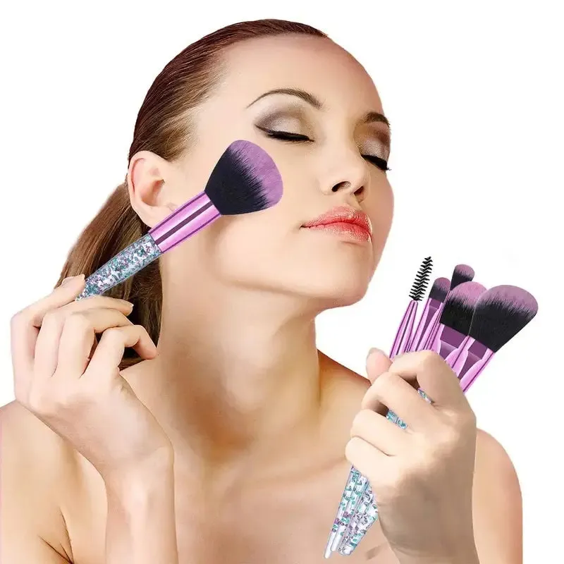 Makeup Brush Set 10 Piece Set Fashion Glitter Handle Makeup Brush Professional Face Powder Foundation Blending Blush Eyeshadow Eyeliner