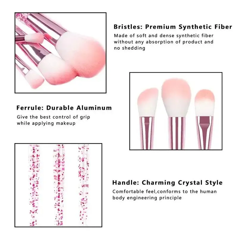 Makeup Brush Set 10 Piece Set Fashion Glitter Handle Makeup Brush Professional Face Powder Foundation Blending Blush Eyeshadow Eyeliner