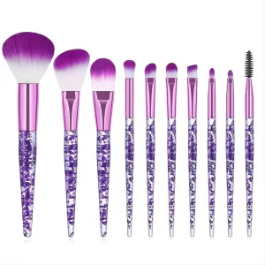 Makeup Brush Set 10 Piece Set Fashion Glitter Handle Makeup Brush Professional Face Powder Foundation Blending Blush Eyeshadow Eyeliner
