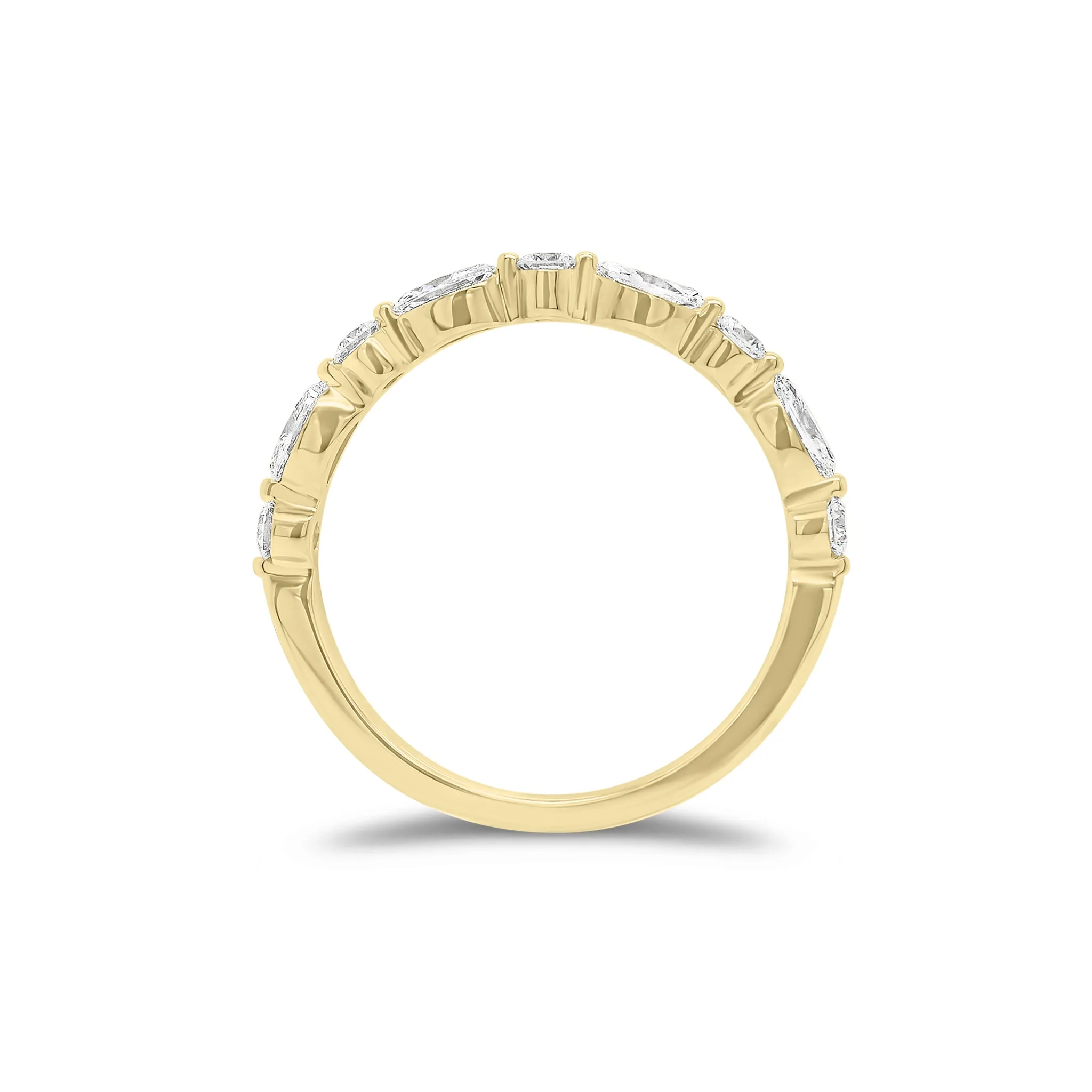 Marquise-Shaped & Round Diamond Wedding Band