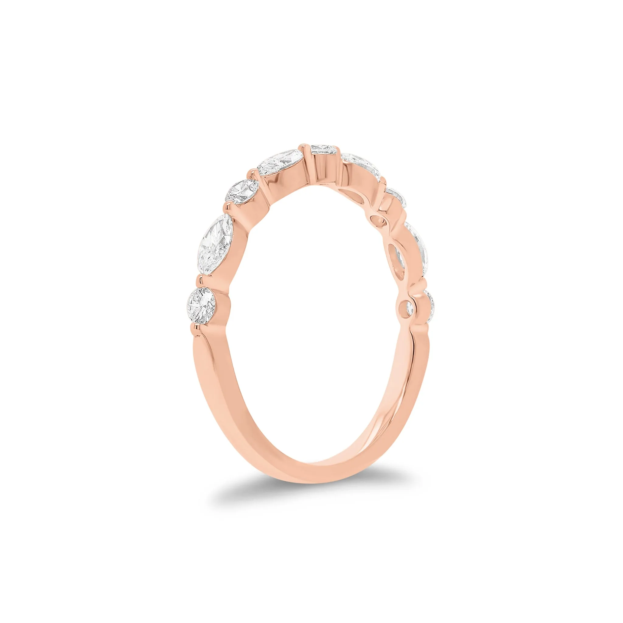 Marquise-Shaped & Round Diamond Wedding Band