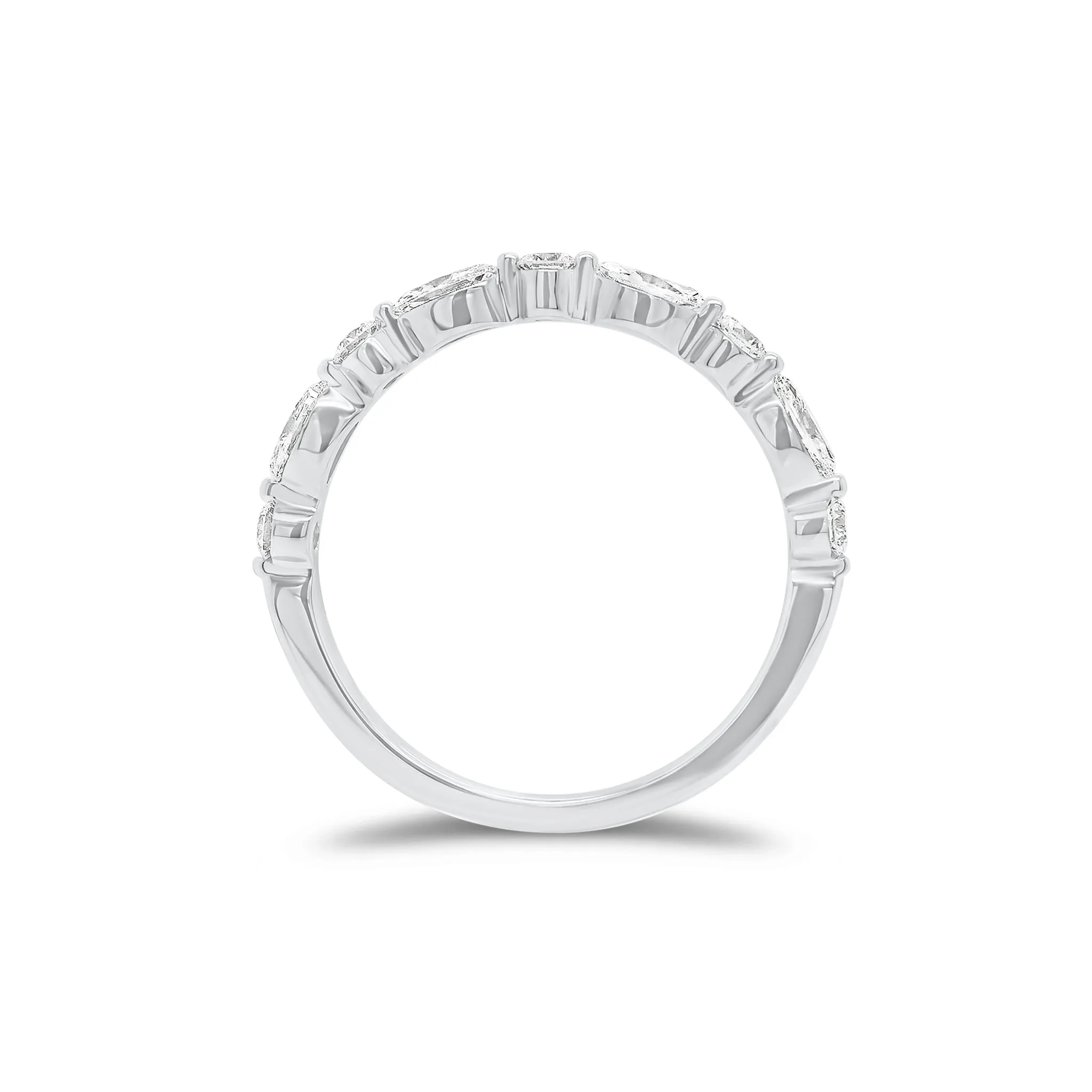 Marquise-Shaped & Round Diamond Wedding Band