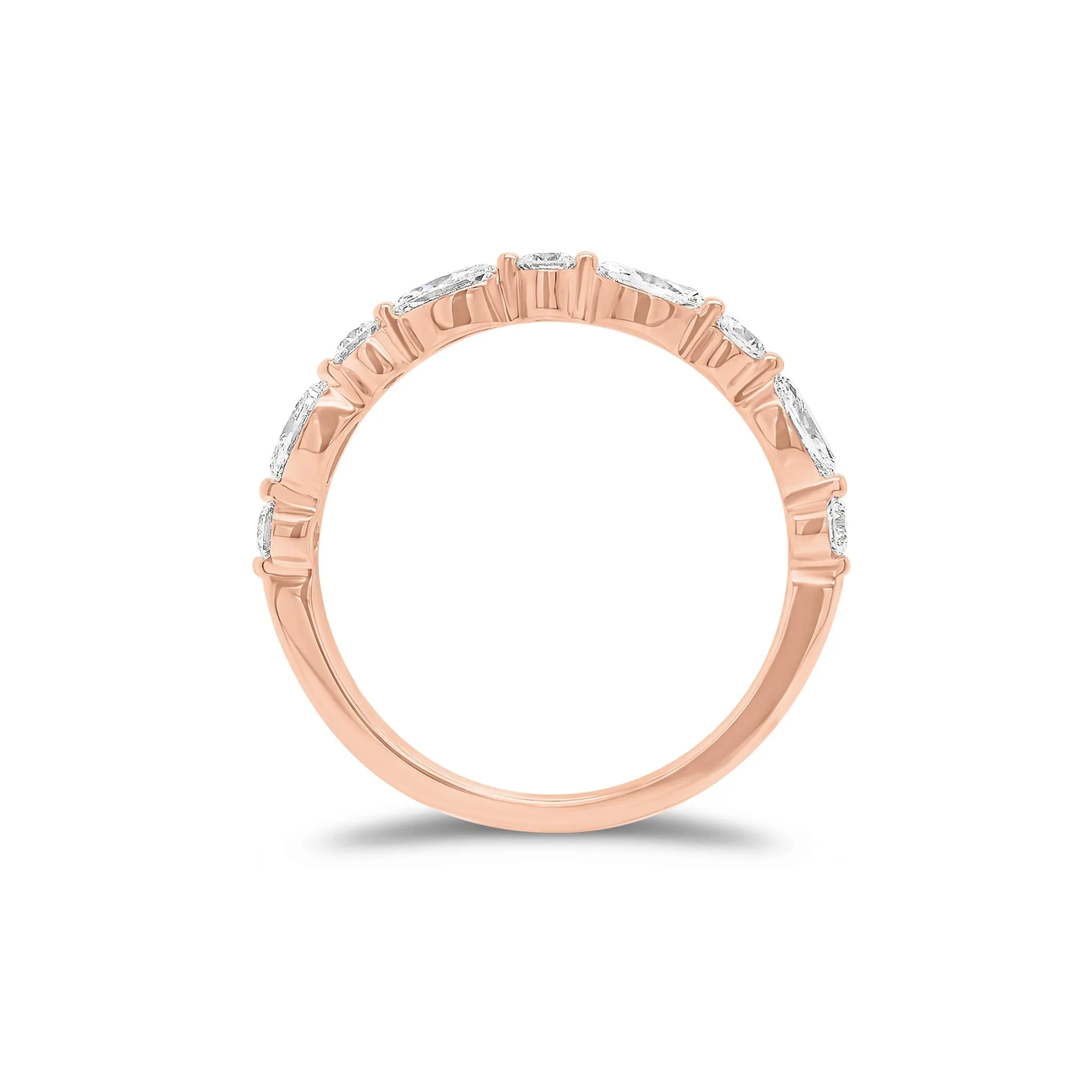 Marquise-Shaped & Round Diamond Wedding Band
