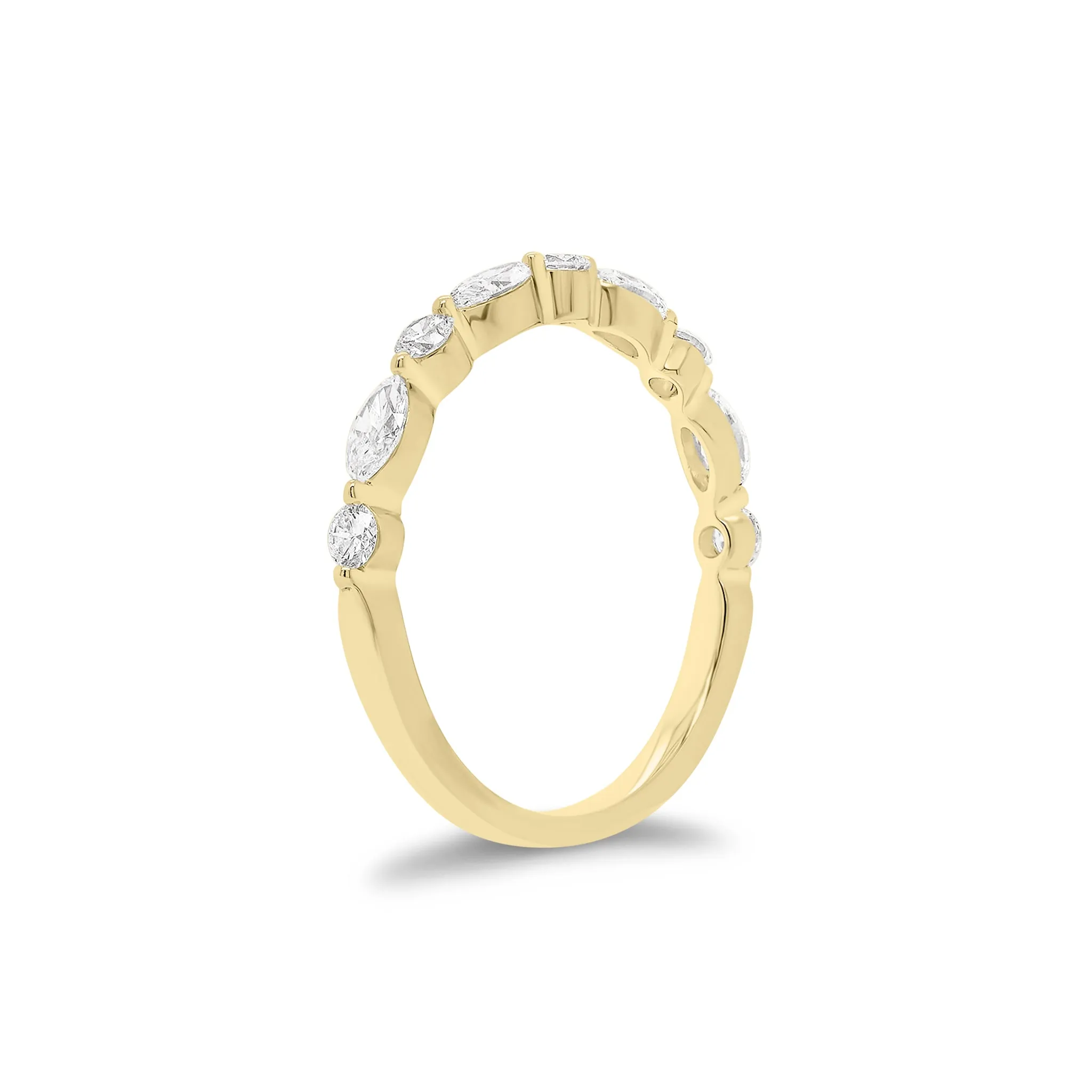 Marquise-Shaped & Round Diamond Wedding Band
