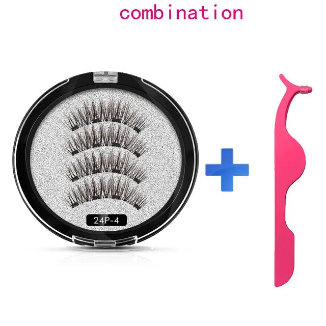 MB Magnetic eyelashes with 4 magnets Mink eyelashes natural long with applicator faux cils magnetique False Lashes extension
