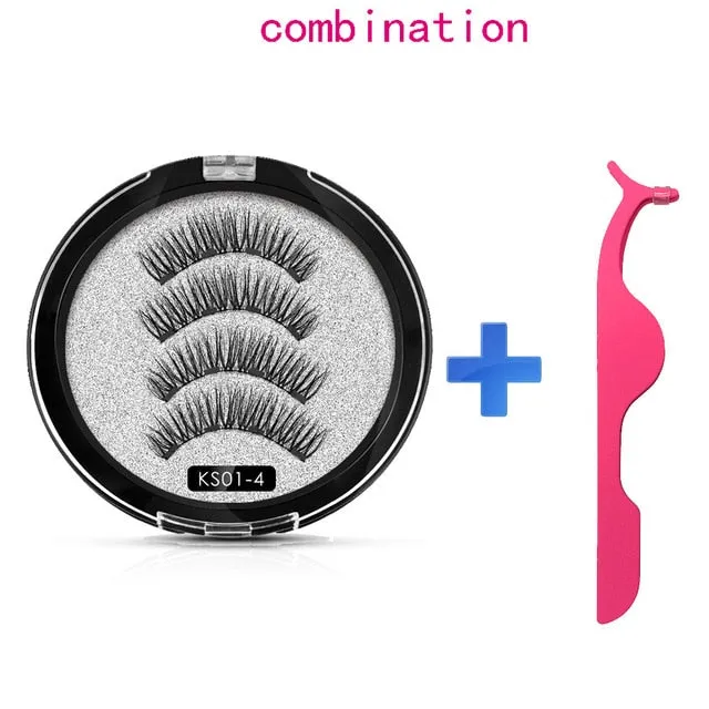 MB Magnetic eyelashes with 4 magnets Mink eyelashes natural long with applicator faux cils magnetique False Lashes extension