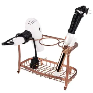 mDesign Metal Hair Care & Styling Tool Organizer Holder - 3 Sections - Bathroom Vanity Countertop Storage for Hair Dryer, Flat Irons, Curling Wands, Hair Straighteners - Venetian Bronze