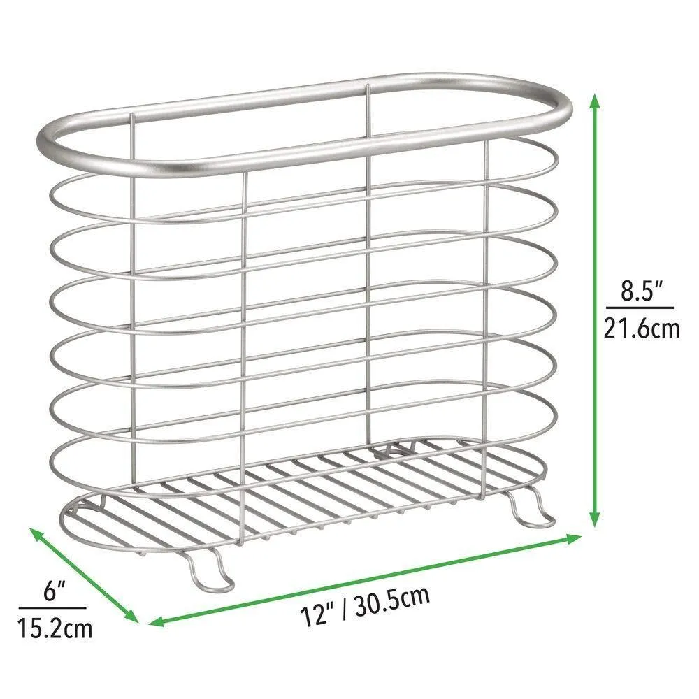mDesign Metal Wire Hair Care & Styling Tool Organizer Holder Basket - Bathroom Vanity Countertop Storage for Hair Dryer, Flat Irons, Curling Wands, Hair Straighteners - Brushed