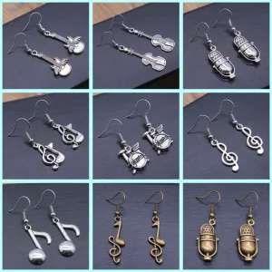 Musical Instrument Earrings - Musician Earrings, Band Earrings, Microphone Earrings, Guitar Earrings, Music Earrings, Musical Notes, Drummer