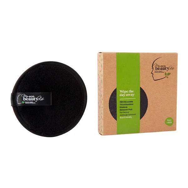 MY ECO BEAUTY KIT -  'PRO'RE-USABLE'THICKBAMBOO'MAKEUP REMOVER PAD - For 'Heavy Makeup Removal'  -  'BLACK 1pk'