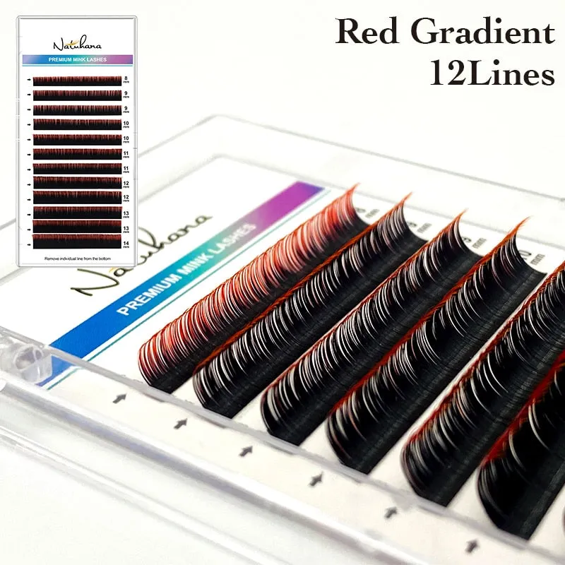 NATUHANA Free shipping Ombre Blue Purple Color Eyelash Extension Individual Faux Mink Eyelashes Gradient White False Lashes