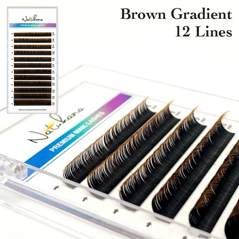 NATUHANA Free shipping Ombre Blue Purple Color Eyelash Extension Individual Faux Mink Eyelashes Gradient White False Lashes