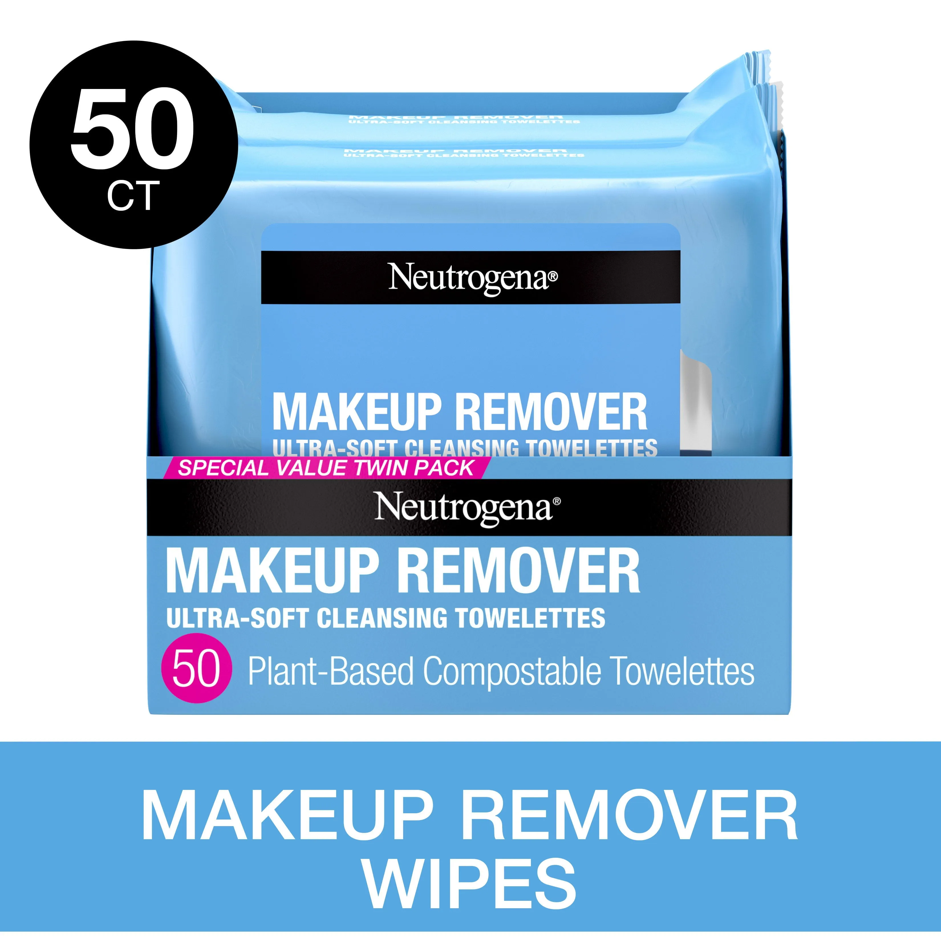 Neutrogena Makeup Remover Wipes and Face Cleansing Towelettes, 25 Count, (2 Pack)