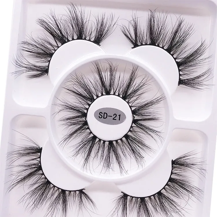New 3 pairs natural false eyelashes fake lashes long makeup 3d mink lashes eyelash extension mink eyelashes for beauty