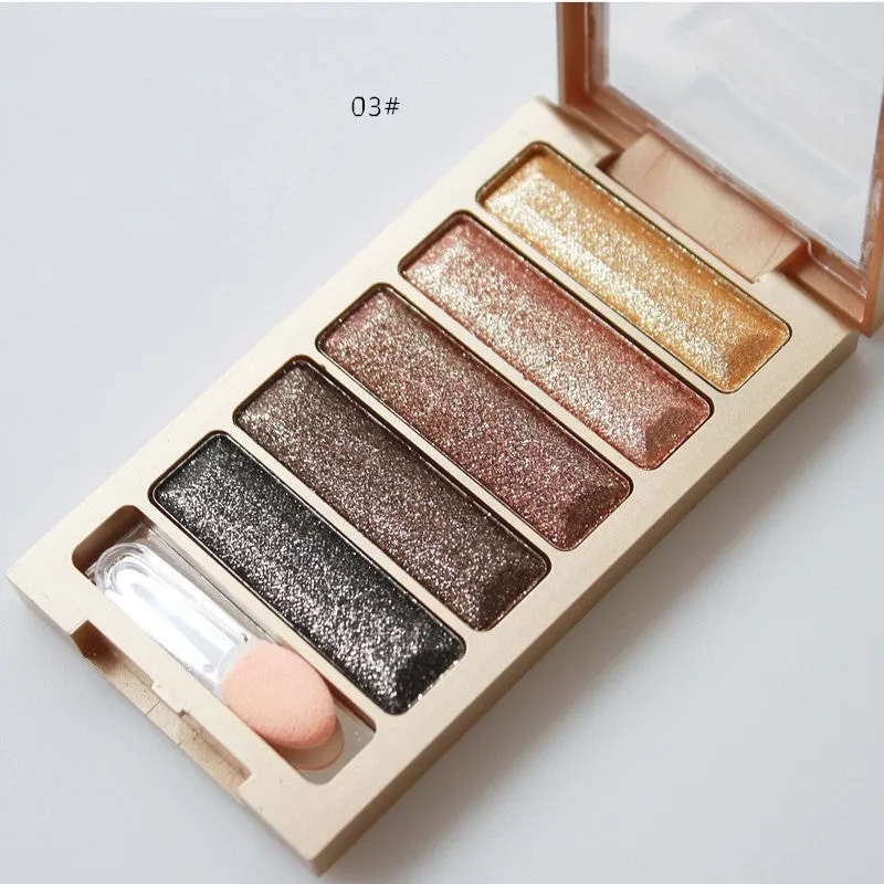 New brand 5 Color Glitter Eyeshadow Makeup Eye Shadow Palette,Super Flash Diamond Eyeshadow High Quality With Brush
