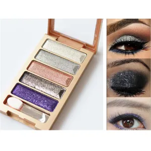 New brand 5 Color Glitter Eyeshadow Makeup Eye Shadow Palette,Super Flash Diamond Eyeshadow High Quality With Brush