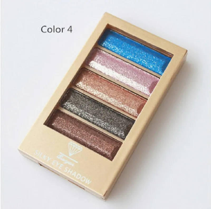 New brand 5 Color Glitter Eyeshadow Makeup Eye Shadow Palette,Super Flash Diamond Eyeshadow High Quality With Brush