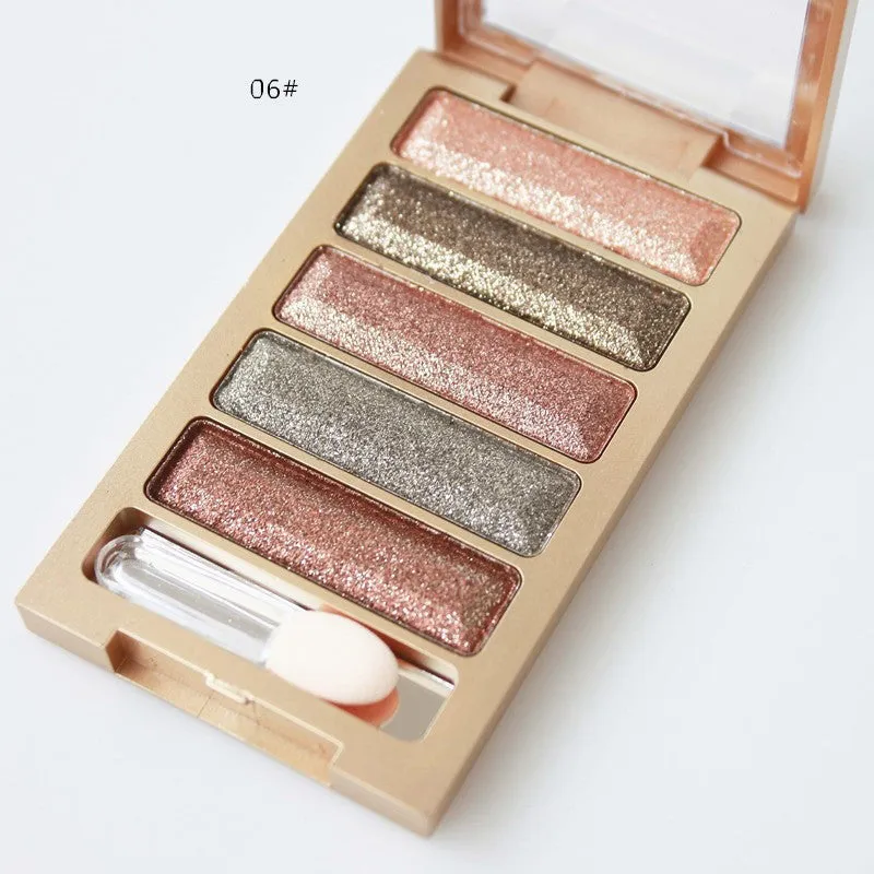 New brand 5 Color Glitter Eyeshadow Makeup Eye Shadow Palette,Super Flash Diamond Eyeshadow High Quality With Brush