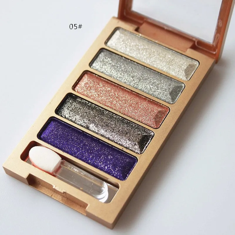 New brand 5 Color Glitter Eyeshadow Makeup Eye Shadow Palette,Super Flash Diamond Eyeshadow High Quality With Brush