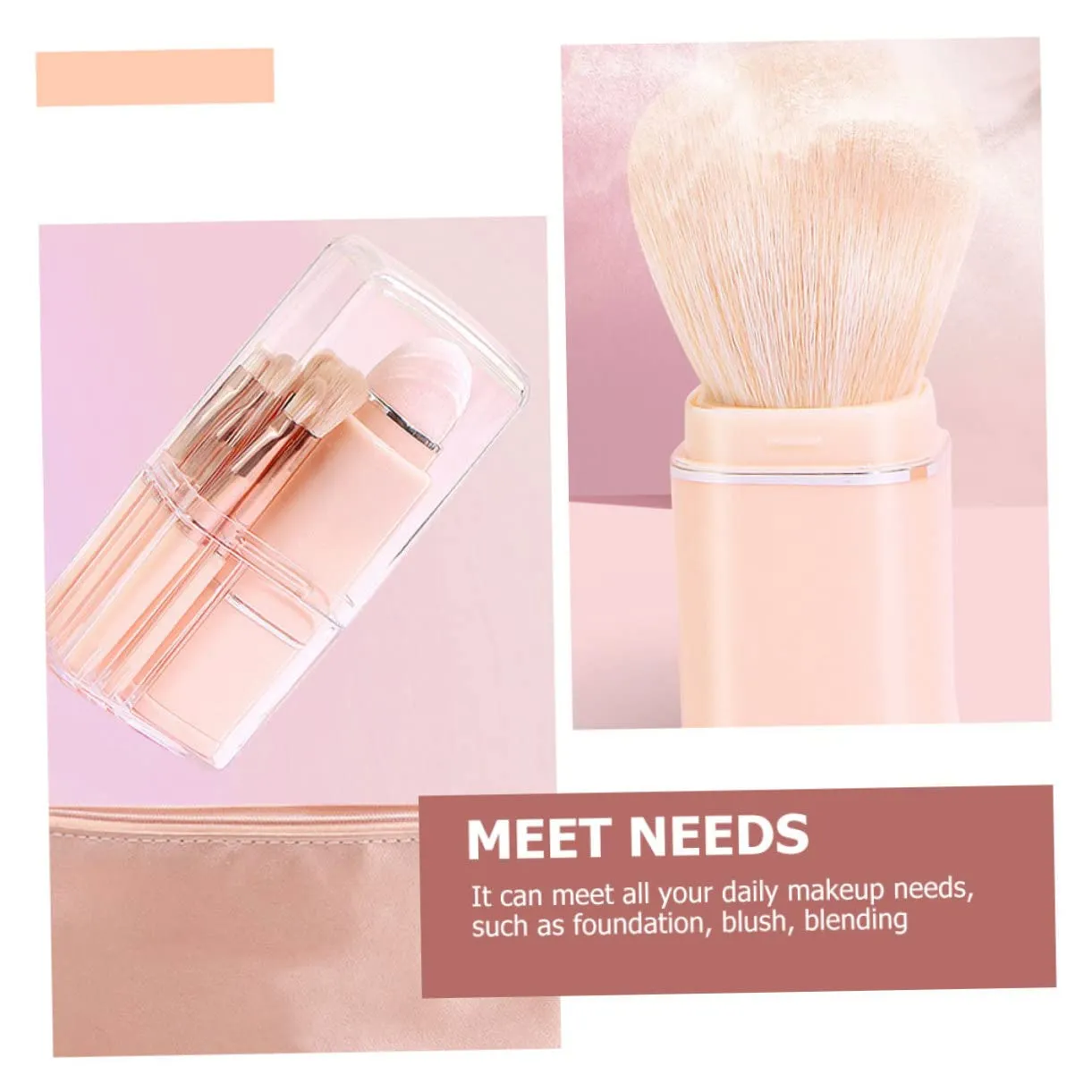 NOLITOY 2 Sets Makeup Brush Kit 4-in-1 Dual Ended Blush Lip Eyeshadow Brush Set for Occasions