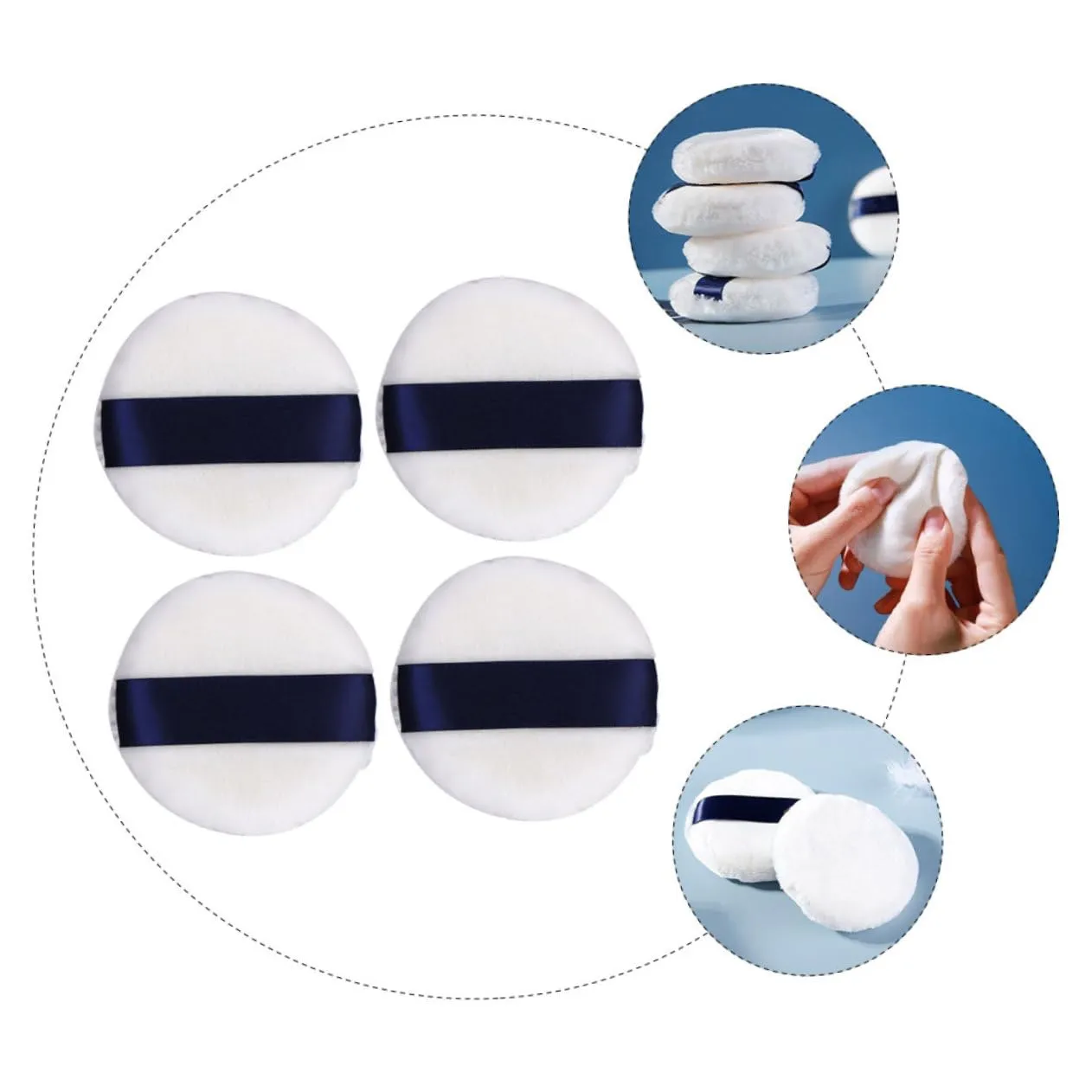 NOLITOY 3sets Fluffy Powder Puff with Ribbon Makeup Beauty Sponges Loose Powder Puff Triangle Foundation Sponges for Face 4pcs*3