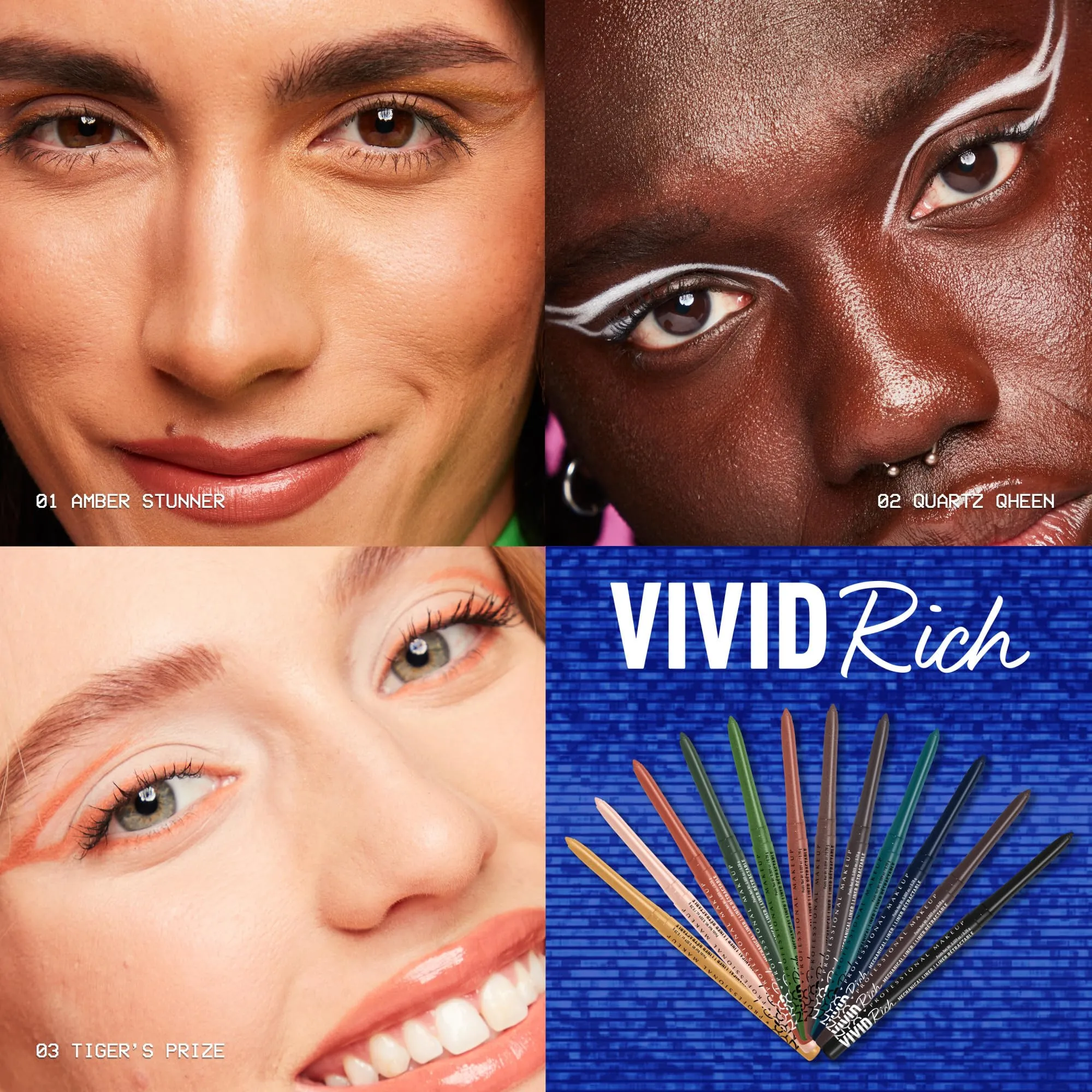 NYX PROFESSIONAL MAKEUP, Vivid Rich Mechanical Pencil, Eyeliner, Rich shades, Vegan Formula - Always Onyx (Black)
