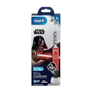 Oral B Kids Star Wars Rechargeable Rotating Electric Toothbrush, 2 Brushing Modes (Daily & Sensitive), 2 Min Timer with Quadpacer, IPX7 Water Resistant, Round Brush Head