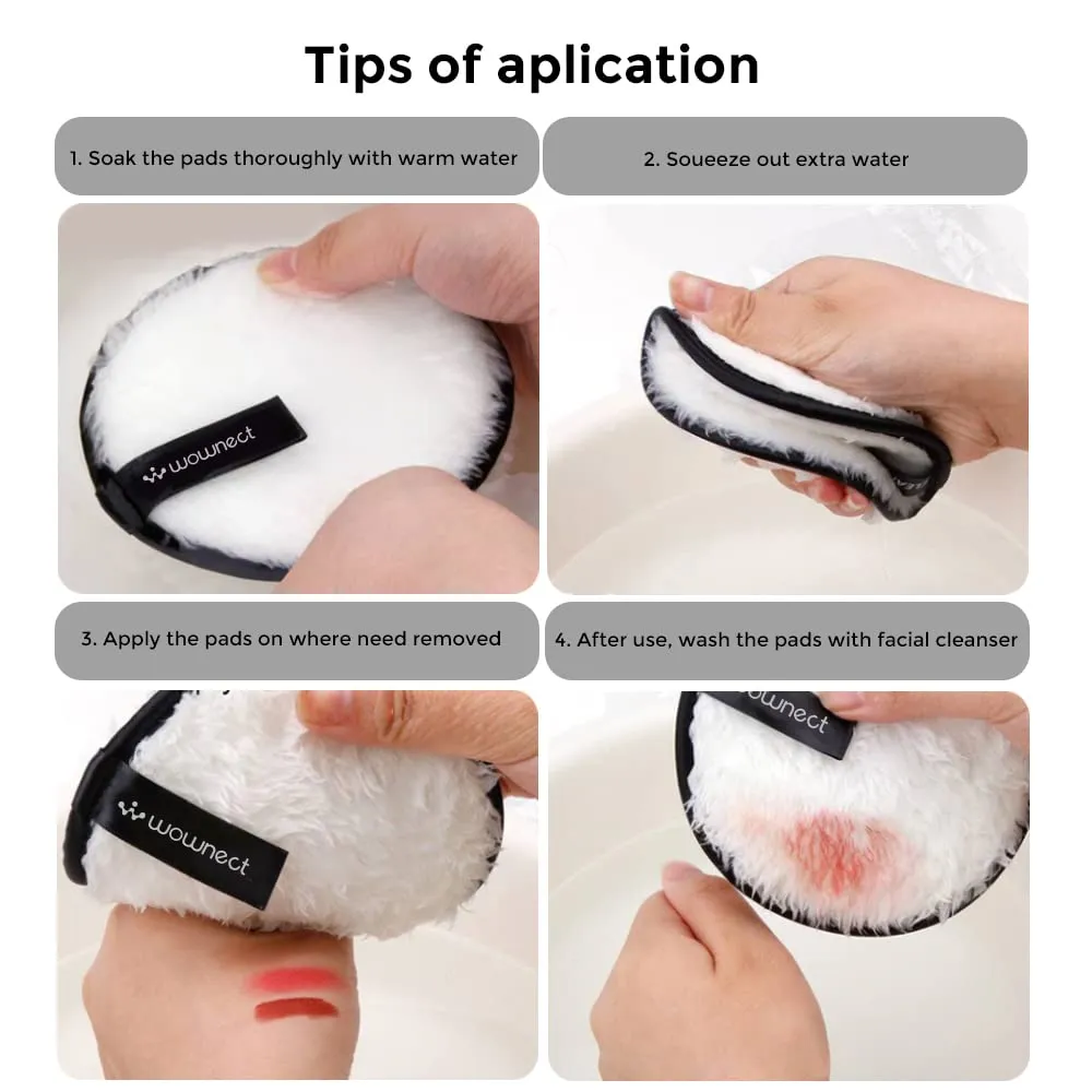 Pack of 5 - Reusable Makeup Remover Pads Washable Microfiber Remover Facial Cleansing Puffs