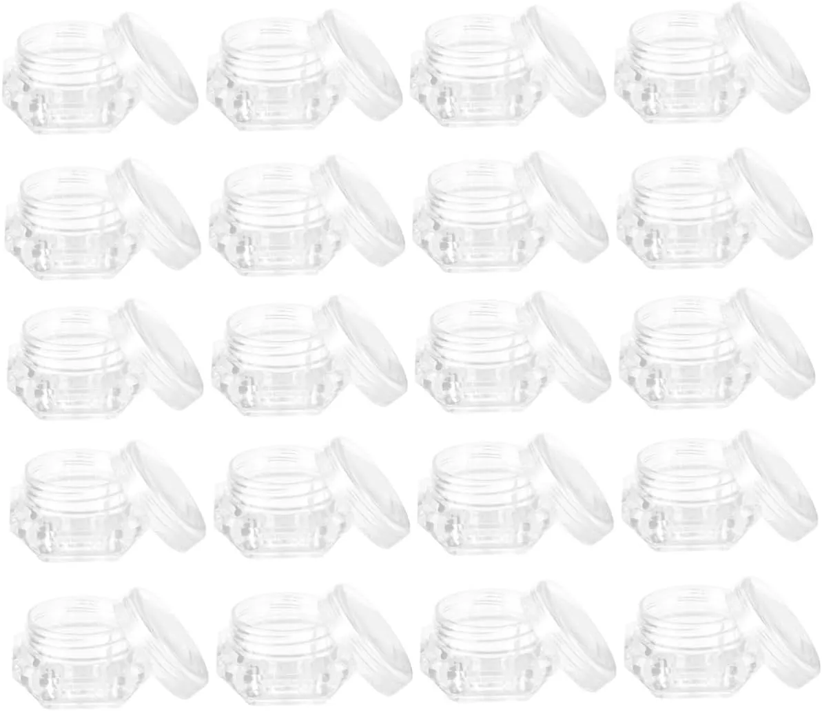 PartyKindom 20 Pcs 5g Diamond Shape Empty Makeup Containers Small Cosmetic Bottles for Travel Diy Refillable Loose Powder Bottles Lids