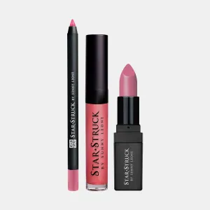 Pink Peony - 3Pcs Lip Kit, Lip Gloss, Lipstick & Lipliner Kit - Pink