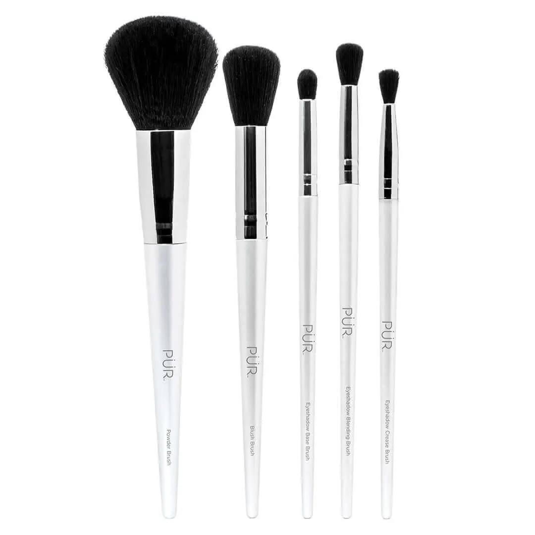PÜR x CARE 5-Piece Brush Set with Holder