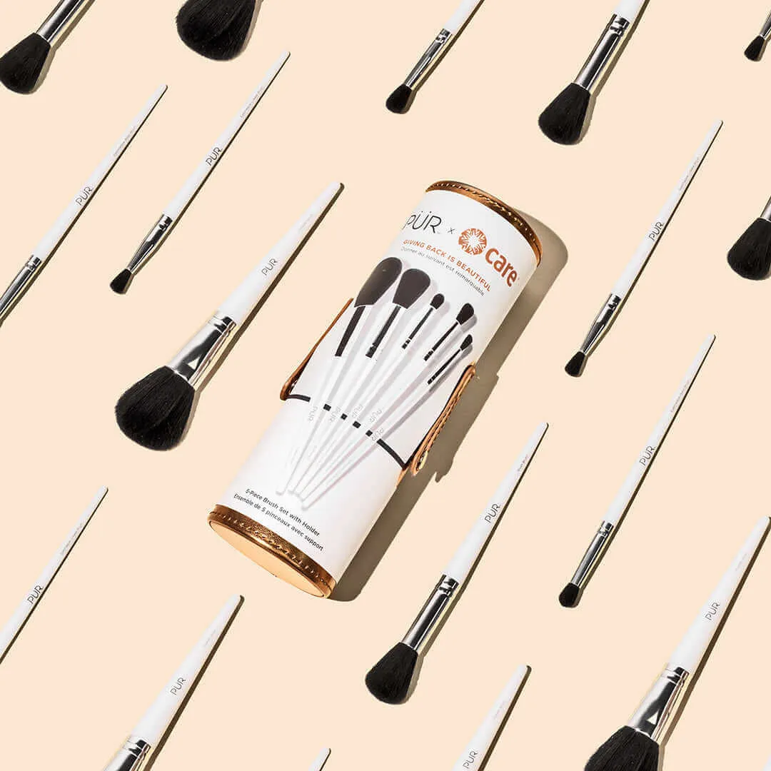 PÜR x CARE 5-Piece Brush Set with Holder