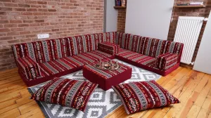Premium L Shaped Red Arabic Sofa Set, Floor Cushions, Arabic Seating Floor Sofa, Backrest Pillow, Moroccan Sofas, Arabic Majlis, Indoor Sofa, Living Roorm Sofas