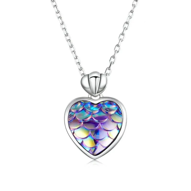 Purple Mermaid Heart & Round Jewelry Set