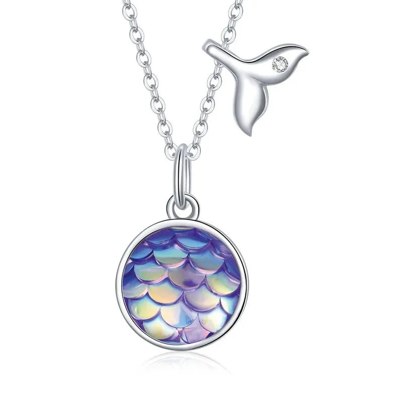 Purple Mermaid Heart & Round Jewelry Set