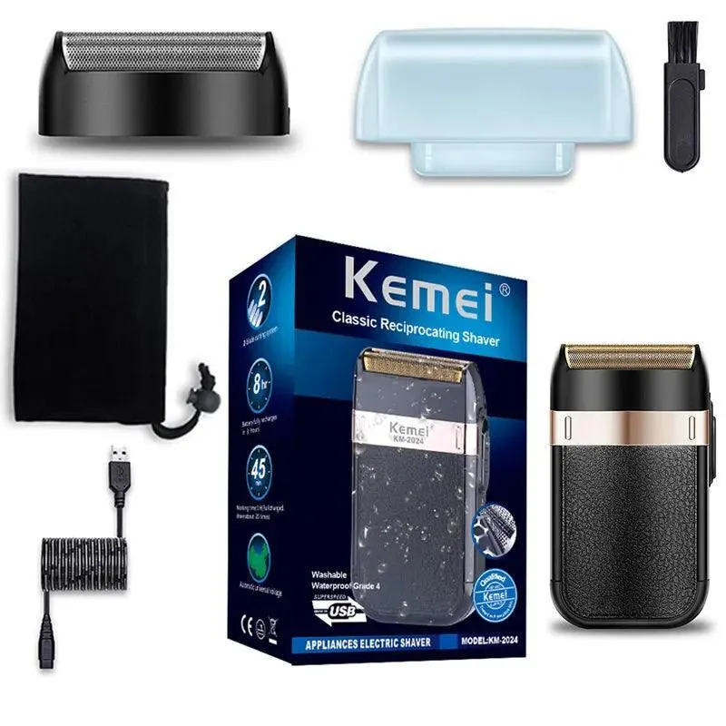 Rechargeable Shaver – Dual Power Options, Waterproof, Twin Blade System, Ergonomic Design with Fast Charging and Complete Shaving Kit for Men