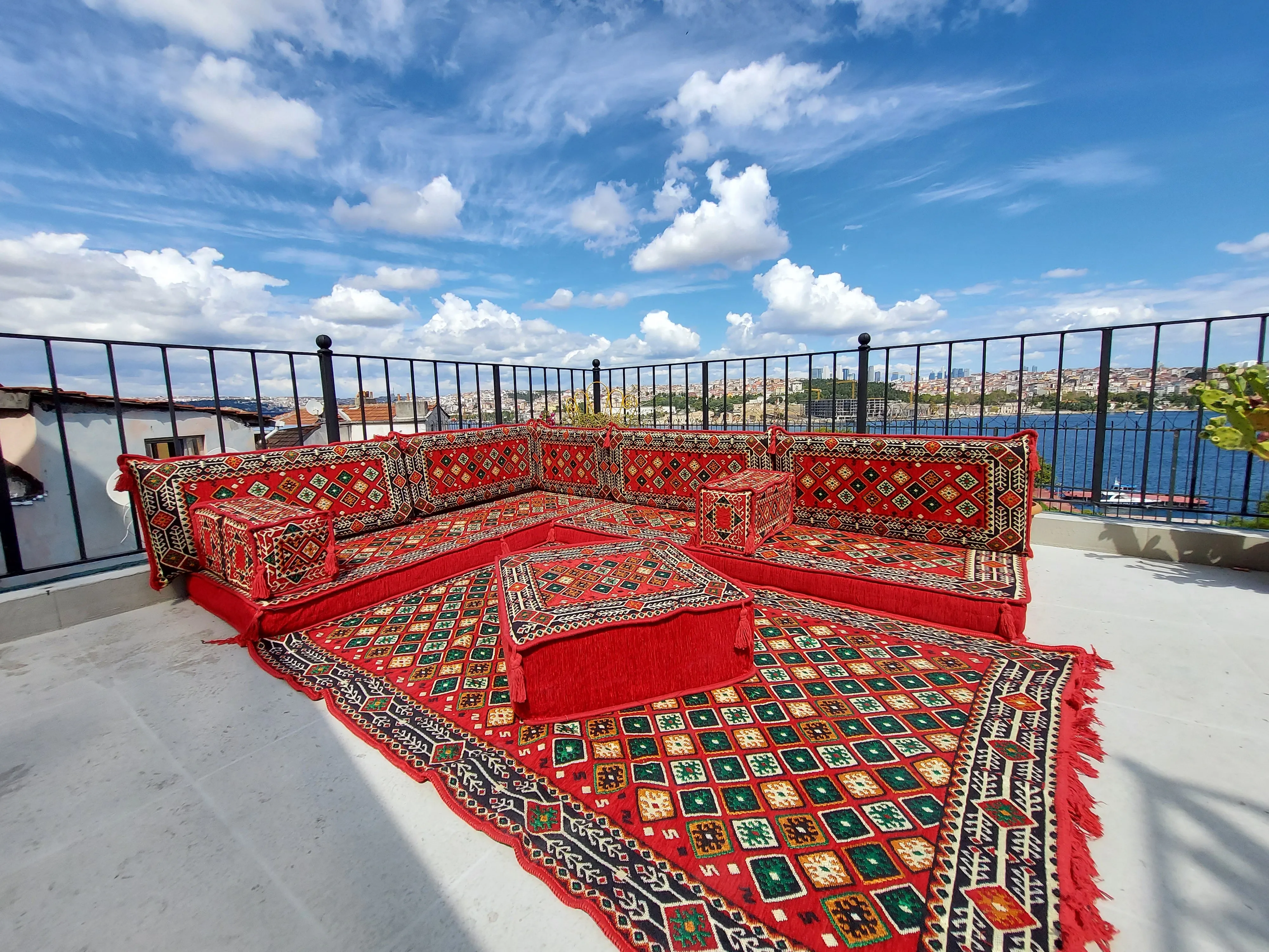 Red Floor Couches, L Shaped Sectional Sofas, Corner Arabic Sofa Set, Pallet Sofa, Arabic Majlis, Pouffs, Turkish Floor Seating Set