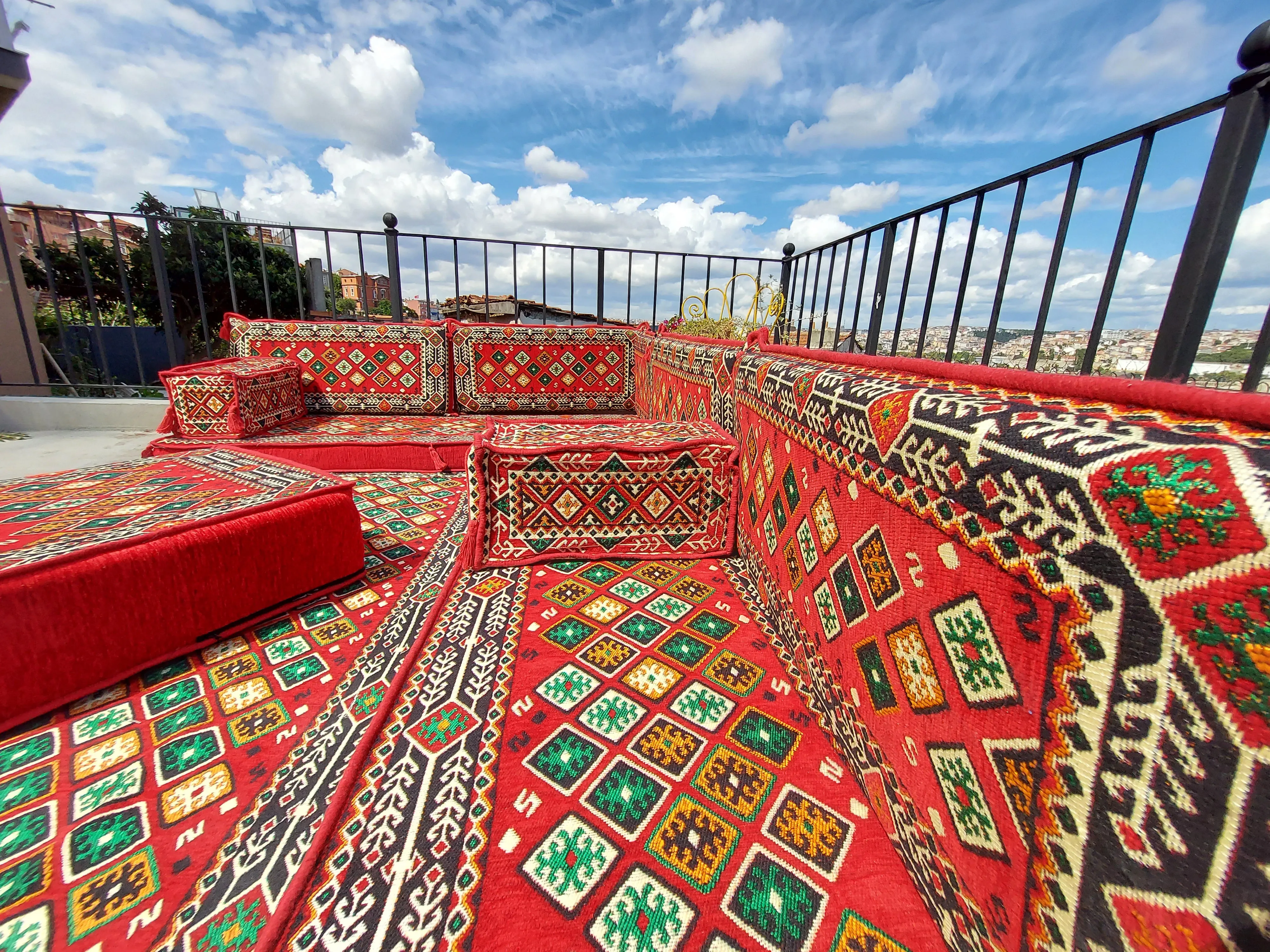 Red Floor Couches, L Shaped Sectional Sofas, Corner Arabic Sofa Set, Pallet Sofa, Arabic Majlis, Pouffs, Turkish Floor Seating Set