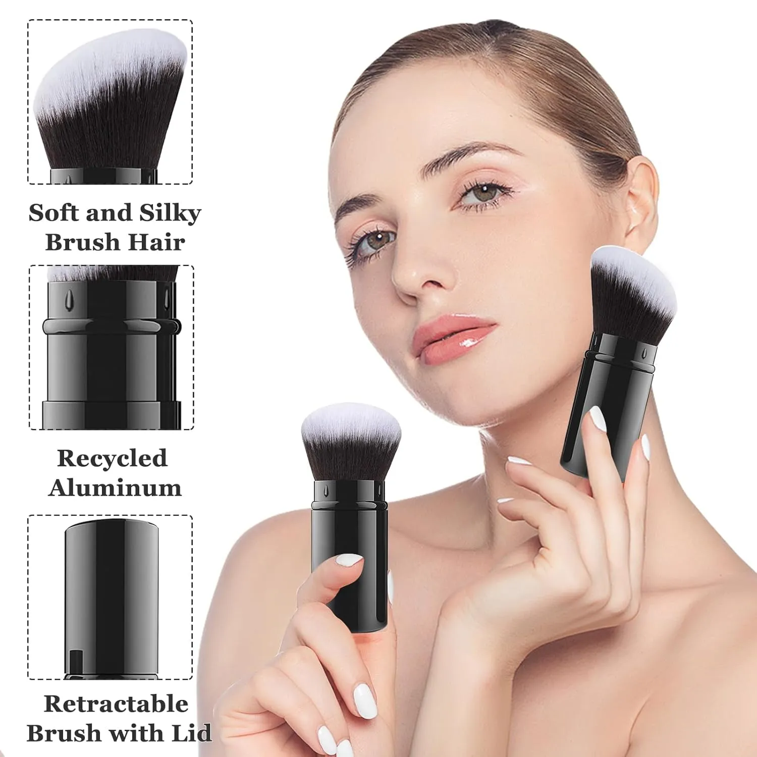 Retractable Makeup Brush, 2 Pack Travel