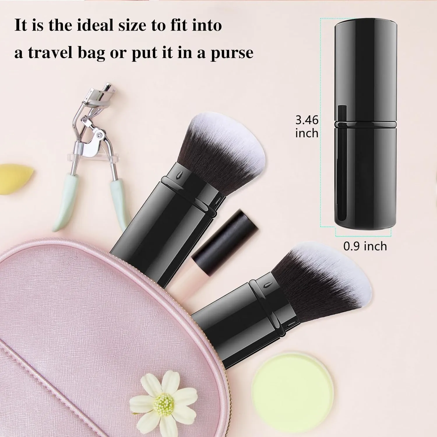 Retractable Makeup Brush, 2 Pack Travel
