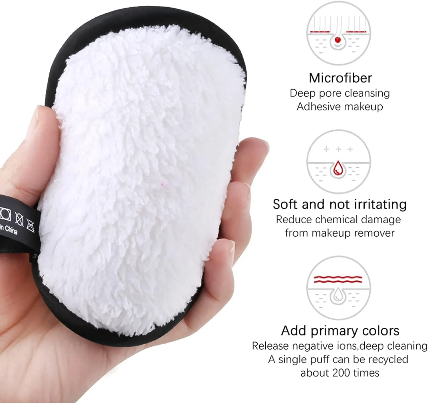 Reusable Soft Makeup Remover Pads for All Skin- 3 pack Microfiber Face Rounds Wipes Heavy Mascara Eye Shadow Facial Cleansing Puffs Foundation
