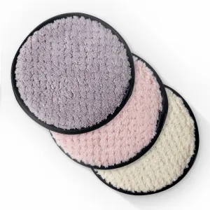 Reusable Soft Makeup Remover Pads for All Skin- 3 pack Microfiber Face Rounds Wipes Heavy Mascara Eye Shadow Facial Cleansing Puffs Foundation